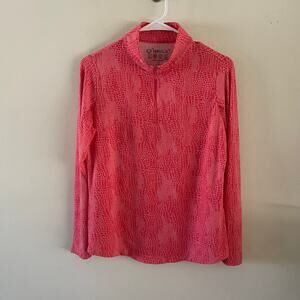 Ibkul Long Sleeve Sun Shirt Womens M Pink Animal Print UPF 50 Tennis Activewear